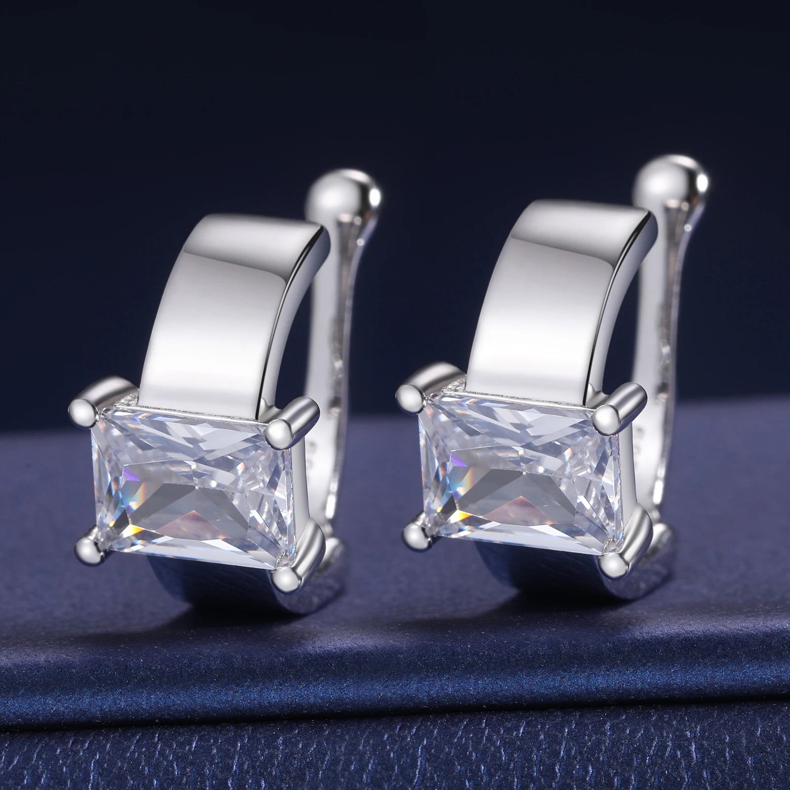 S925 Moissanite Square Diamond Cut Huggie Earrings - Different Drips