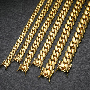 10-22mm Solid 18k Gold Plated Miami Cuban Link Chain - Different Drips