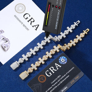 Moissanite Budded Cross Link Tennis Bracelet - Different Drips