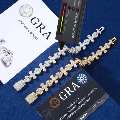 Moissanite Budded Cross Link Tennis Bracelet - Different Drips