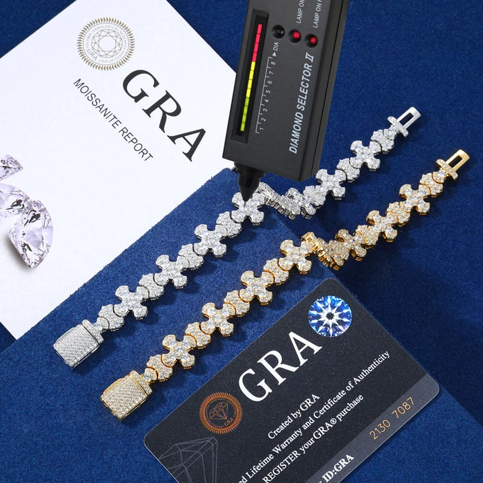 Moissanite Budded Cross Link Tennis Bracelet - Different Drips