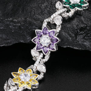 S925 Colored Moissanite Flower Bracelet - Different Drips