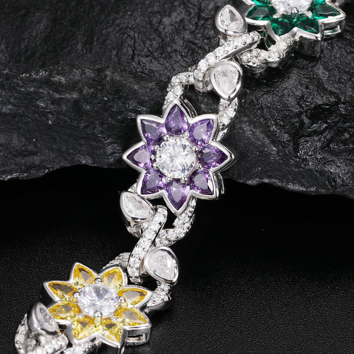 S925 Colored Moissanite Flower Bracelet - Different Drips