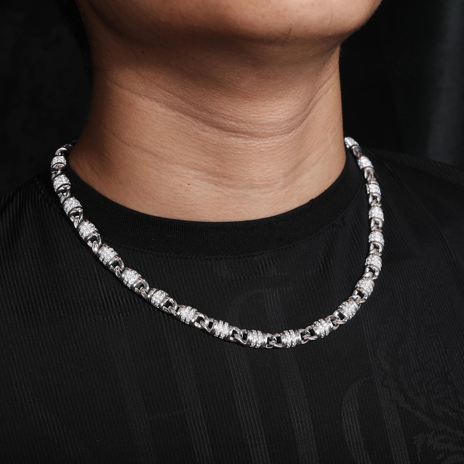 S925 Moissanite Rolled Barb Wire Chain - Different Drips