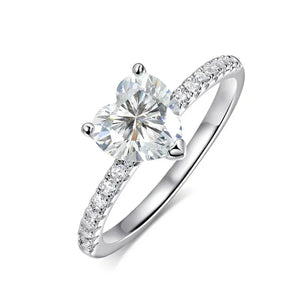 Women's S925 Moissanite Heart-Shaped Center Diamond Halo Ring - Different Drips