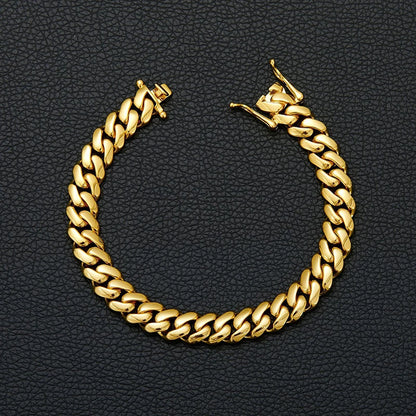 10-22mm Solid 18k Gold Plated Miami Cuban Link Bracelet - Different Drips