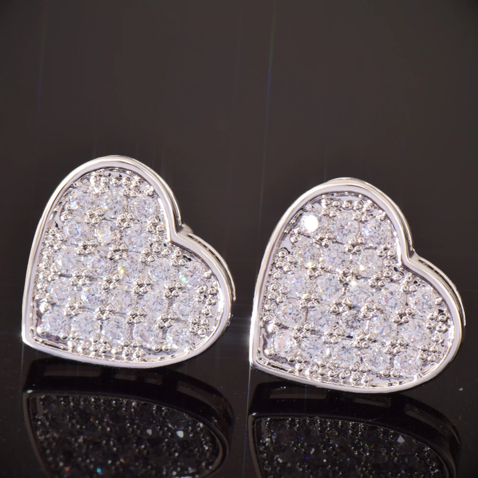 14mm Heart Pave Earrings - Different Drips