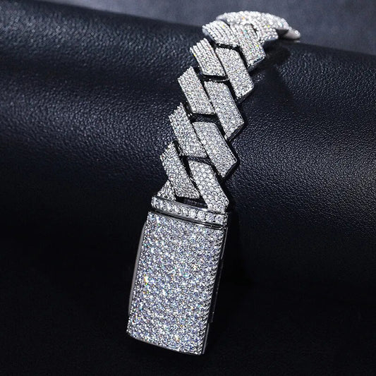 20mm S925 Moissanite Prong Cuban Bracelet - Different Drips