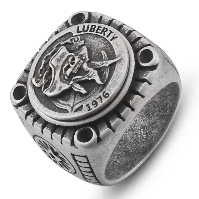 Smoking Skull Chunky Signet Ring - Different Drips
