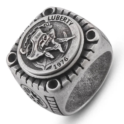 Smoking Skull Chunky Signet Ring - Different Drips