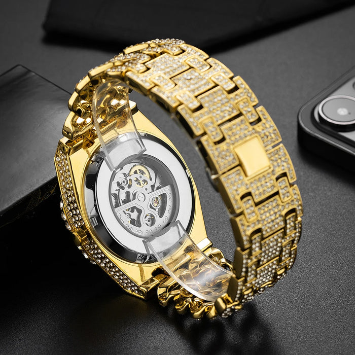 Iced Out Cuban Link Skeleton Watch - Different Drips