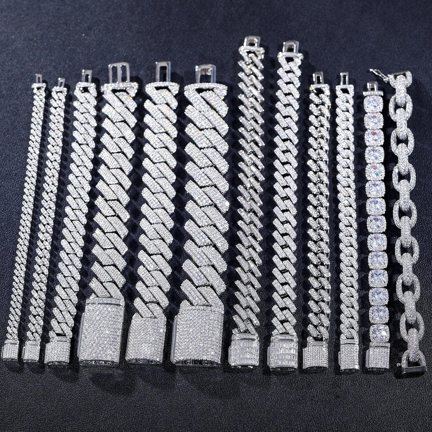 20mm S925 Moissanite Prong Cuban Bracelet - Different Drips