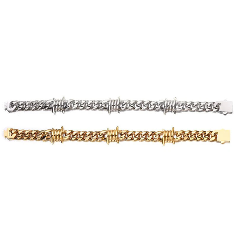Barbed Wire Cuban Link Bracelet - Different Drips