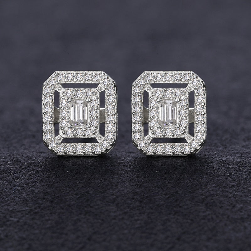 S925 Moissanite Clustered Baguette Earrings - Different Drips