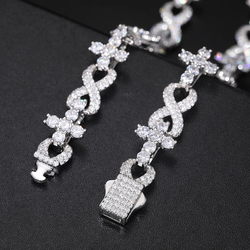 S925 Moissanite Diamond Cross / Infinity Link Chain - Different Drips