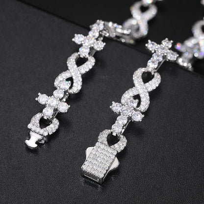 S925 Moissanite Diamond Cross / Infinity Link Chain - Different Drips