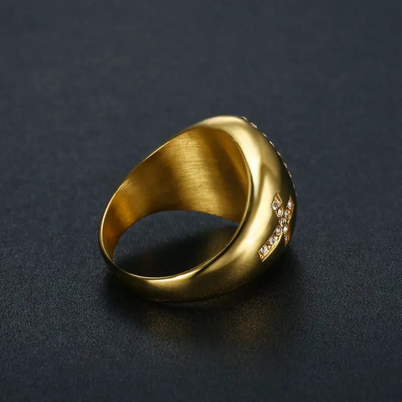 Iced Virgin Mary Cross Signet Ring - Different Drips