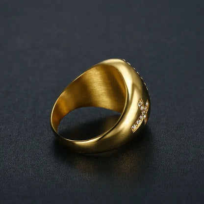 Iced Virgin Mary Cross Signet Ring - Different Drips