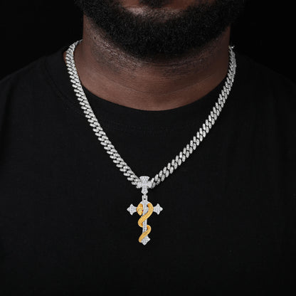 S925 Moissanite Diamond Cross & Snake Pendant - Different Drips