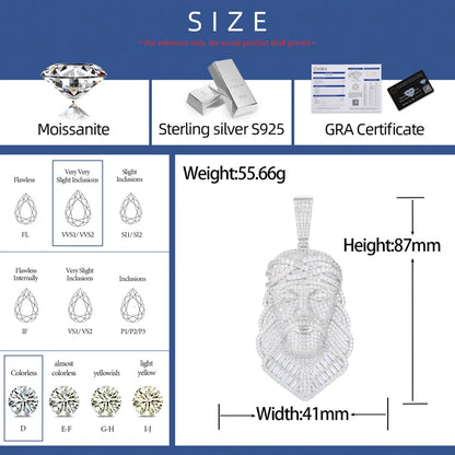 S925 Moissanite Baguette Diamond Jesus Piece Pendant - Different Drips