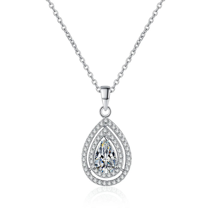 Women's S925 Pear Cut Moissanite Pendant - Different Drips