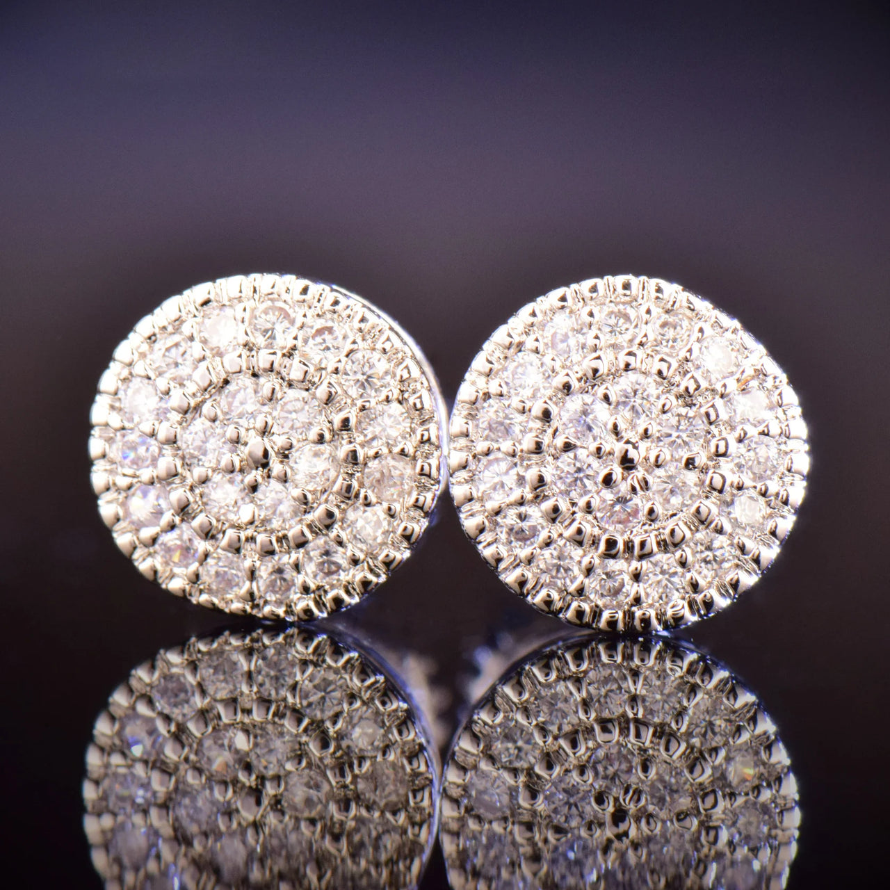8mm Round Cut Pave Stud Earrings - Different Drips