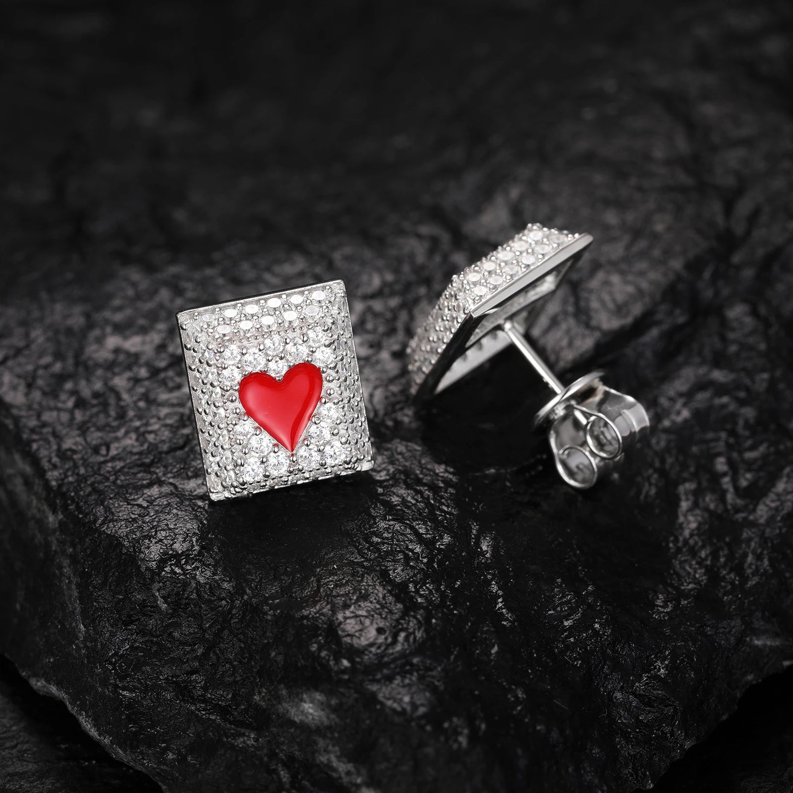 S925 Moissanite Square Poker Stud Earrings - Different Drips