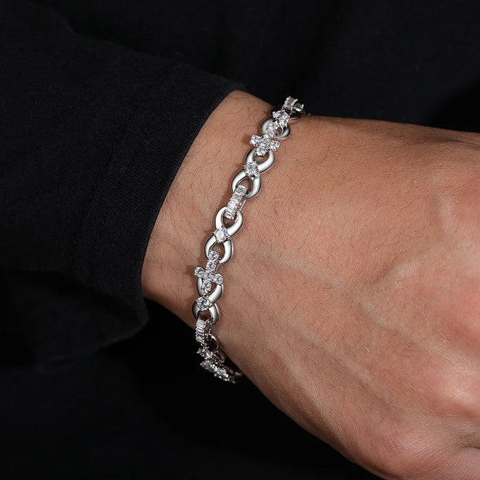 S925 Moissanite Infinity Cross Link Bracelet - Different Drips