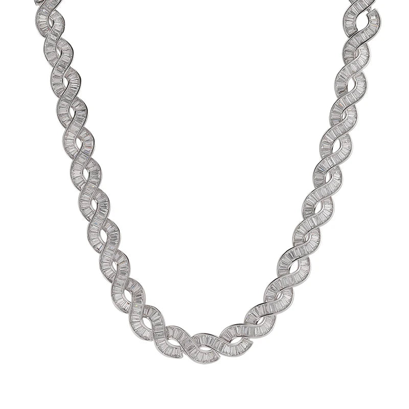 Iced Baguette Infinity Twist Link Chain - Different Drips