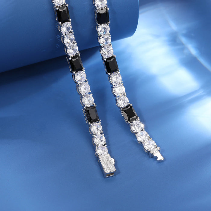 6mm S925 Moissanite Black Diamond Stationed Tennis Chain - Different Drips