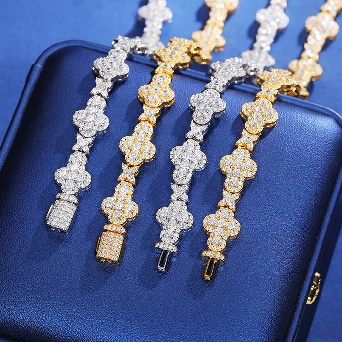 10mm S925 Moissanite Cross Stationed Star Link Tennis Chain - Different Drips