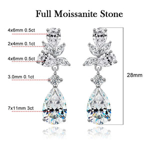 Women's S925 Moissanite Diamond Flower Vine Drop Earrings - Different Drips