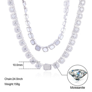 10mm S925 Moissanite Clustered Tennis Chain - Different Drips