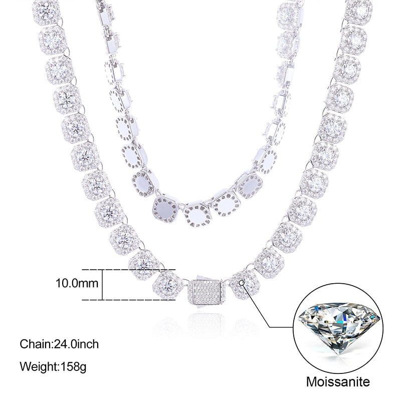 10mm S925 Moissanite Clustered Tennis Chain - Different Drips