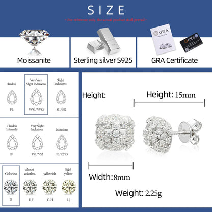 925 Sterling Silver Iced Out Cross Moissanite Stud Earrings - Different Drips