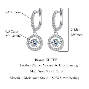 Women's S925 Moissanite Diamond Round Halo Drop Earrings - Different Drips