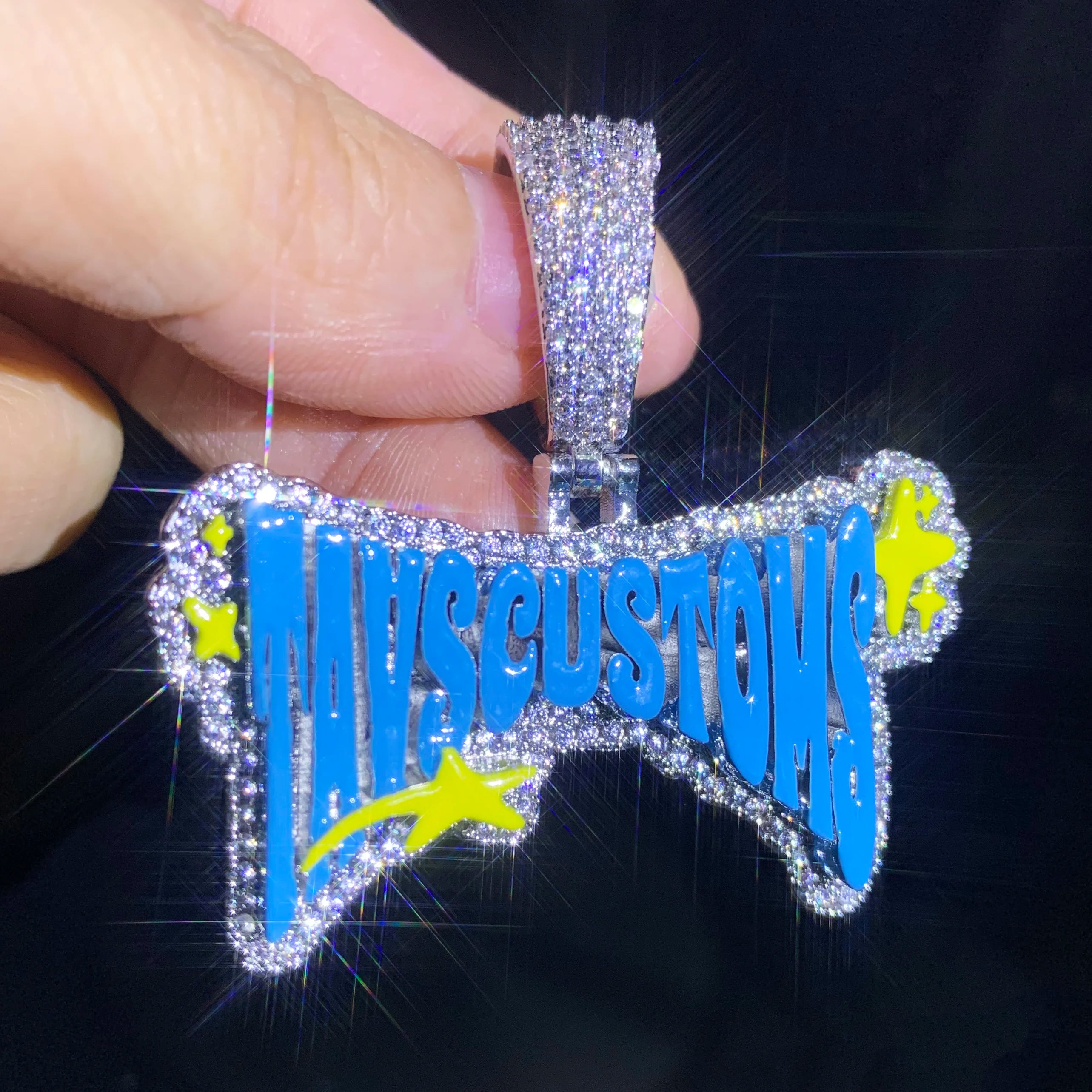 Enamel Star Curved Custom Letter Pendant - Different Drips