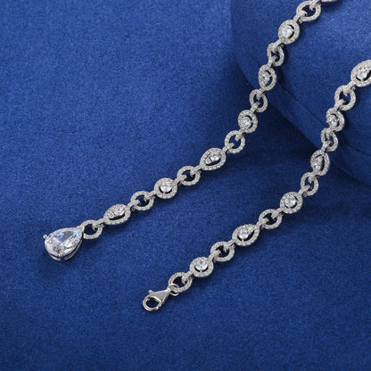 S925 Moissanite Diamond Double-Circle Link Necklace - Different Drips