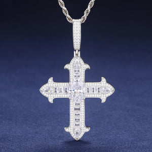 S925 Moissanite Diamond Royal Cross Pendant - Different Drips