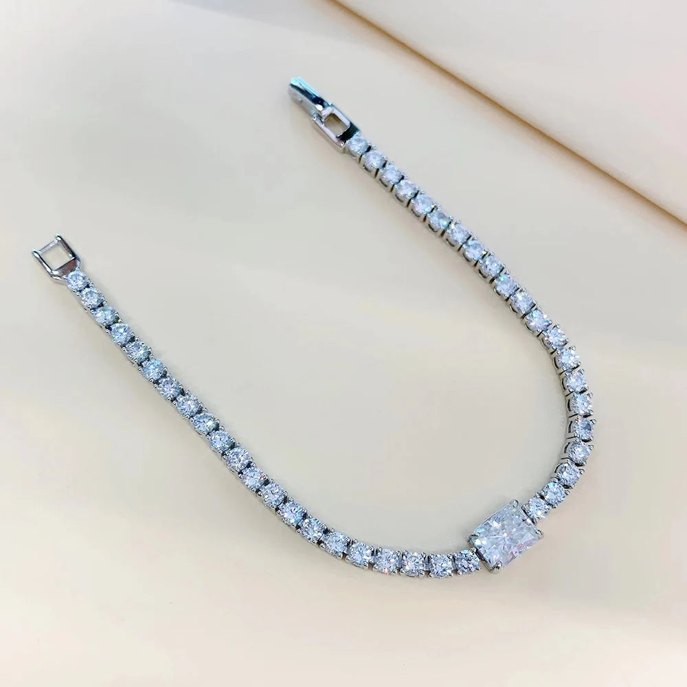 Women's S925 Emerald Cut Moissanite Tennis Bracelet - Different Drips