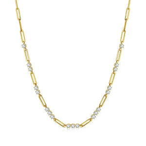 3mm Women's S925 Moissanite Diamond Paper Clip Necklace - Different Drips