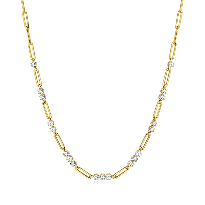 3mm Women's S925 Moissanite Diamond Paper Clip Necklace - Different Drips