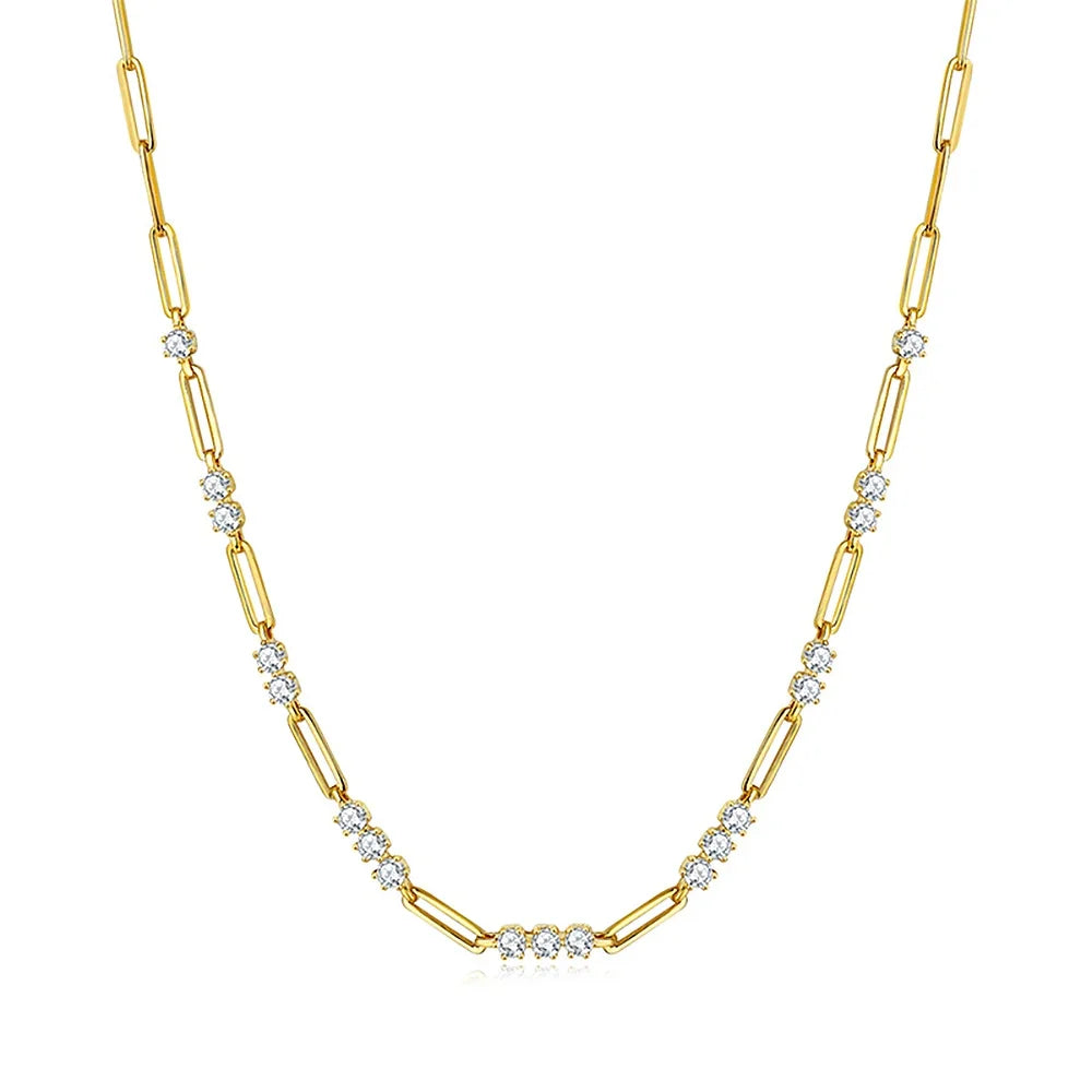 3mm Women's S925 Moissanite Diamond Paper Clip Necklace - Different Drips