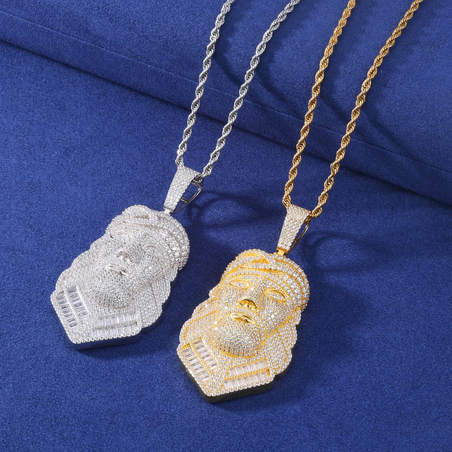 S925 Moissanite Baguette Diamond Jesus Piece Pendant - Different Drips
