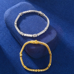 S925 Moissanite Baguette Accented Tennis Bracelet - Different Drips