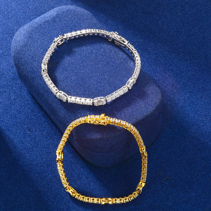 S925 Moissanite Baguette Accented Tennis Bracelet - Different Drips