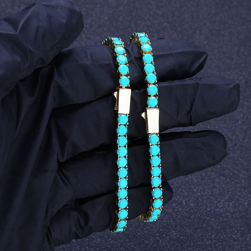 Turquoise Round Cut Tennis Bracelet - Different Drips