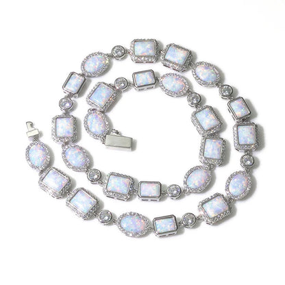 Iced White Opal Cluster Chain - Different Drips