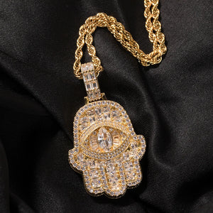 Small Baguette Hasma Hand Pendant - Different Drips