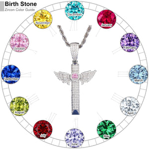 S925 Birth Stone Moissanite Winged Whistle Pendant - Different Drips